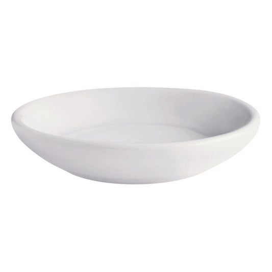 3 1/2" Bright White Porcelain Butter Dish, 0.5" Tall, Corona Actualite (12 Pack)