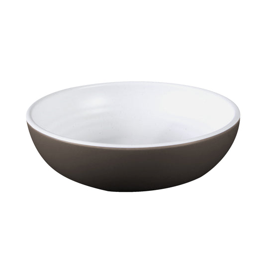 Melamine Round Bowl - White Speckle Inside, Chocolate Outside
