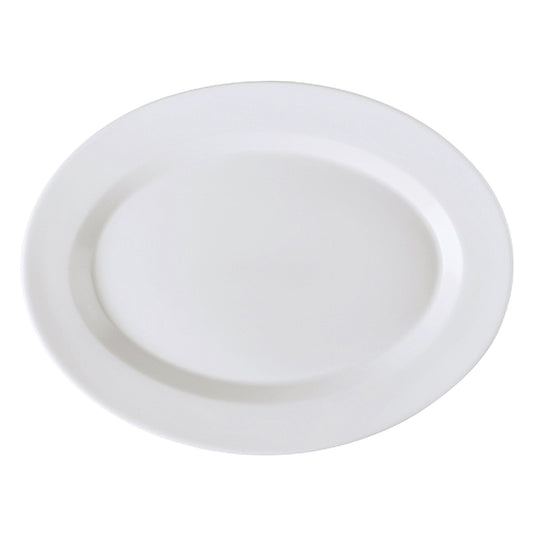 15" x 11" Bright White Porcelain Oval Platter, Corona Elegance