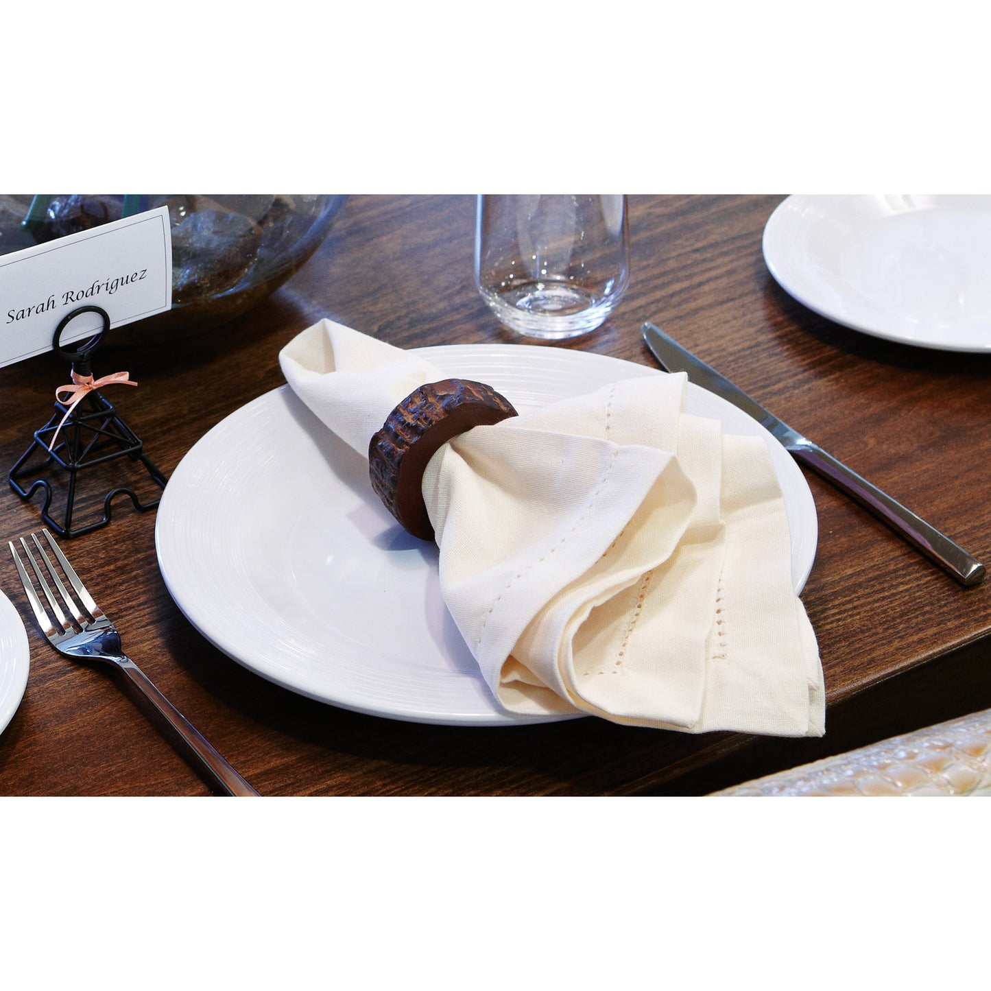Aluminum Faux Wood Napkin Ring Holder, 2.5" outter dia., 1.