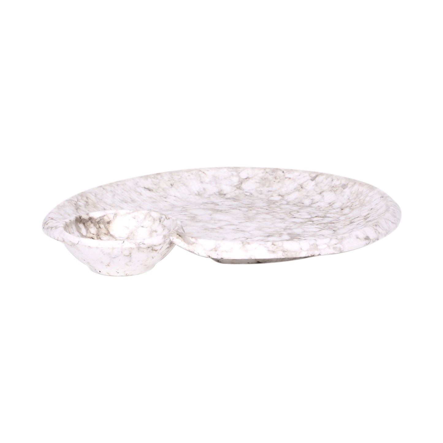 Melamine Round Chip & Dip Plate - Brown Marble
