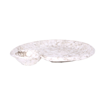 Melamine Round Chip & Dip Plate - Brown Marble