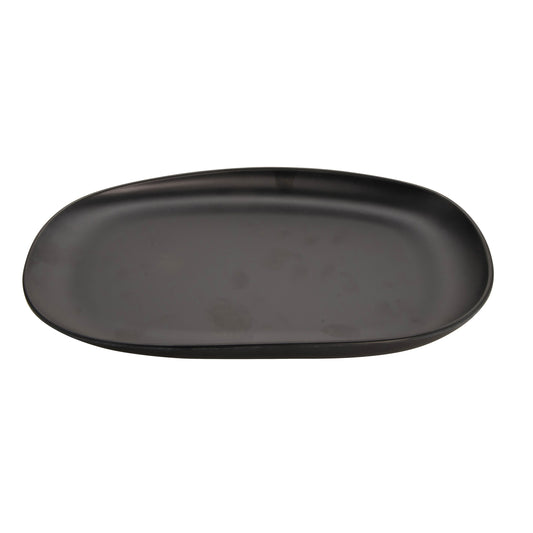 12" x 7.5" Dark Gray, Melamine, Oval Coupe  Dinner Plate, 0.6" H, (1" Max H), G.E.T. Riverstone (12 Pack)
