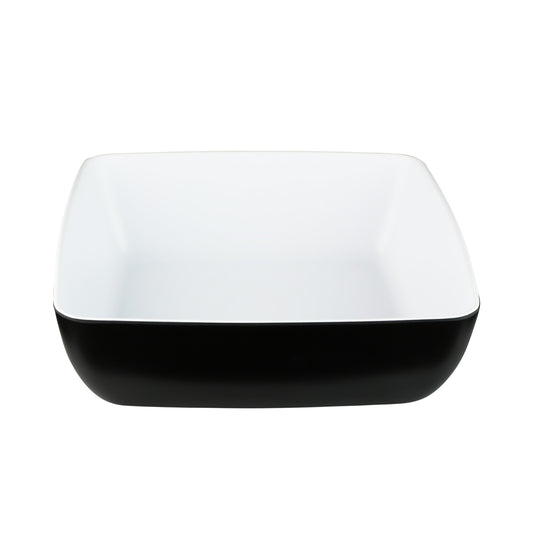 Melamine Square Bowl - White Inside, Black Outside