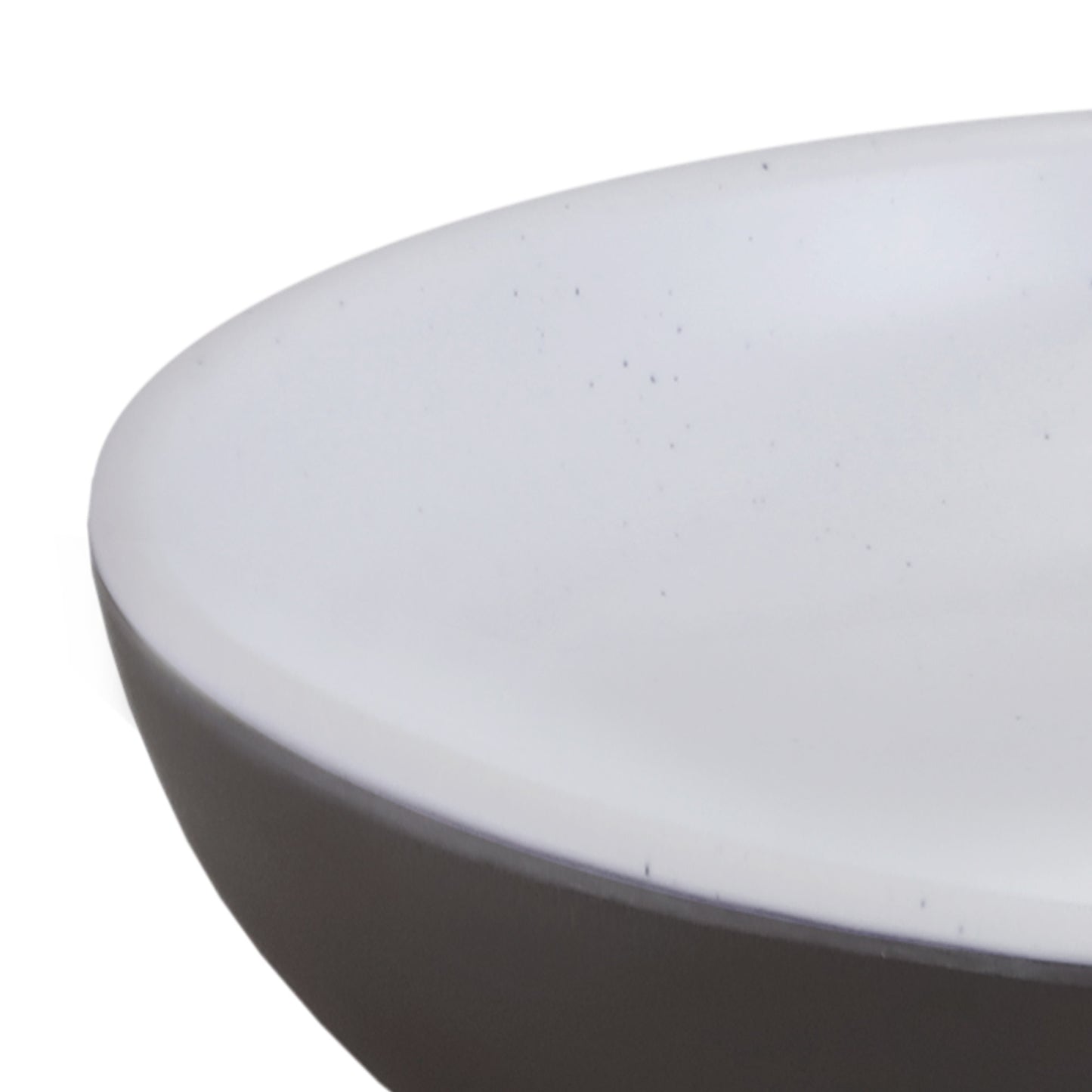 Melamine Round Coupe Plate - White Speckle Inside, Chocolate Outside