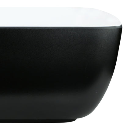 Melamine Rectangular Bowl - White Inside, Black Outside