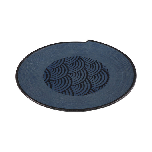 Melamine Irregular Round Plate - Catalina Dark Blue