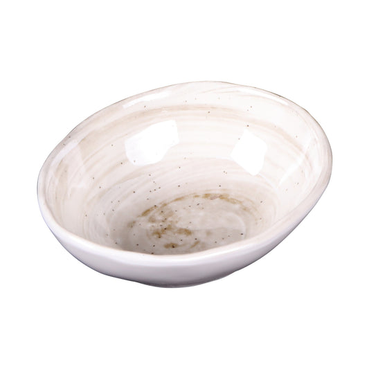 Melamine Oval Bowl - Taupe Design