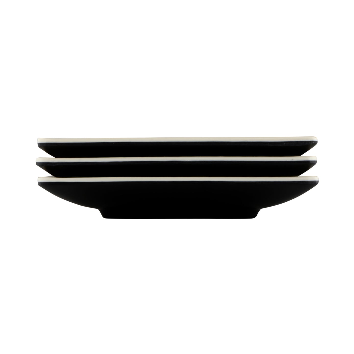 Melamine Square Two-Tone Plate - Ebony Outside, Sand Inside
