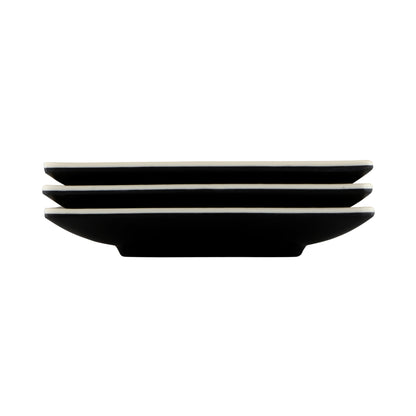 Melamine Square Two-Tone Plate - Ebony Outside, Sand Inside