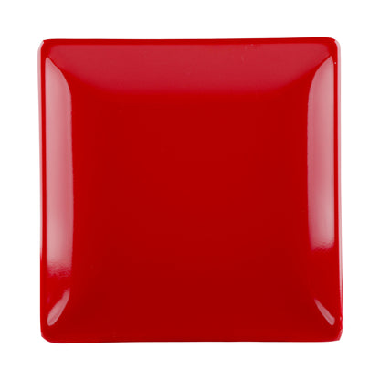 Melamine Square Two-Tone Plate - Black Outside, Red Inside