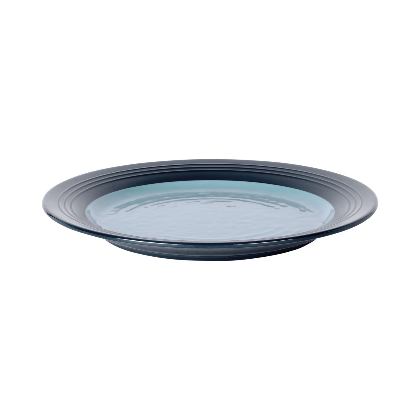 Melamine Round Two Tone Plate - Abyss Gloss Inside/Lapis Matte Outside