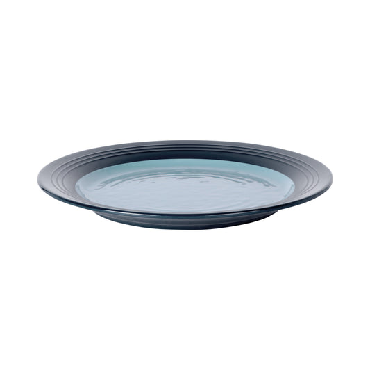 Melamine Round Two Tone Plate - Abyss Gloss Inside/Lapis Matte Outside