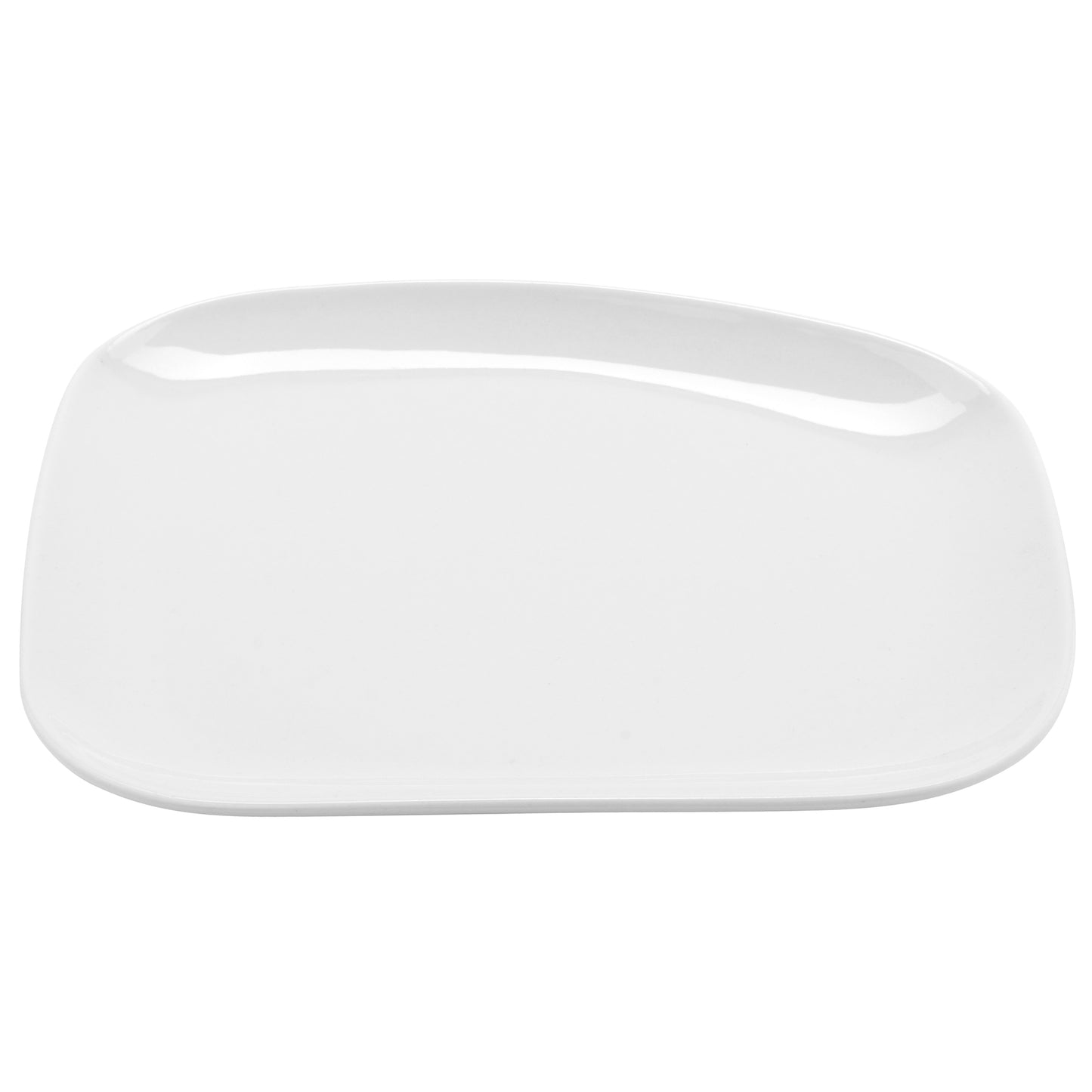 11" x 9 4/9" Bright White Porcelain Asymmetric Plate, Corona Elegance (12 Pack)