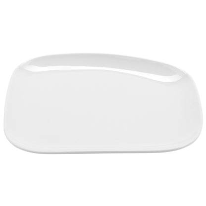 11" x 9 4/9" Bright White Porcelain Asymmetric Plate, Corona Elegance (12 Pack)