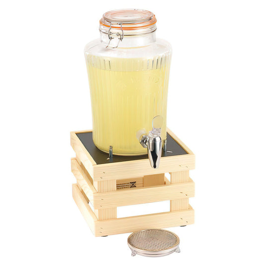 RAISER Beverage-Set 'Barrel'A  5 liters, 'Candy Nature'A  wooden stand (bright) with DA core Steel Frame, Stainless Steel