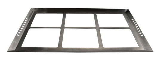 Strata Rectangular Flavor Station Tray, 23.5" x 15.5", with 6 openings for 1/6 size Bugambilia Fit Perfect and food pans.  Stainless Steel, fits ST11602112, G.E.T. STRATA BUFFET SYSTEM