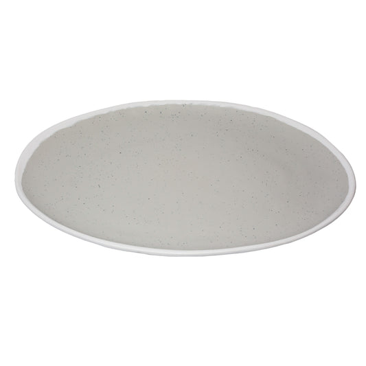 15" x 11" Dove Gray, Melamine, Oval Platter, G.E.T. Pottery Market Glazed