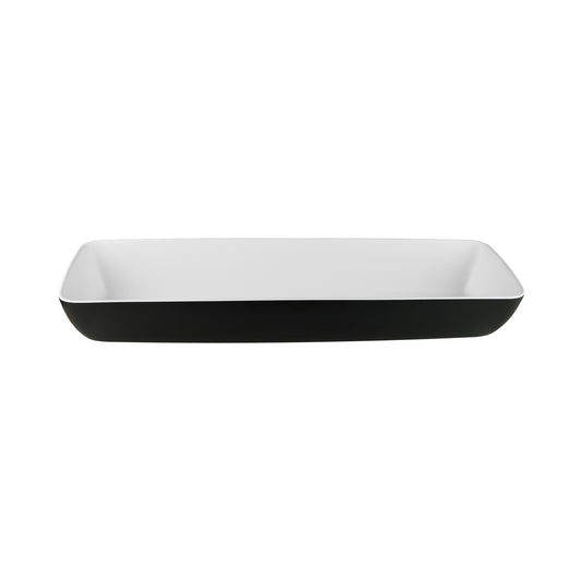 Melamine Rectangular Bowl - White Inside, Black Outside