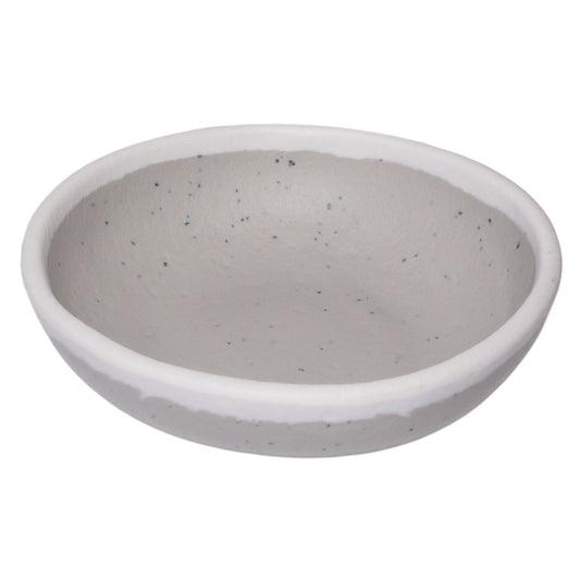 4.5 oz. Dove Gray, Melamine, Ramekin, Small Round Monkey Dish Bowl, (5 oz. rim-full), 4.5" Top Dia., 1" Deep, G.E.T. Pottery Market Glazed (12 Pack)