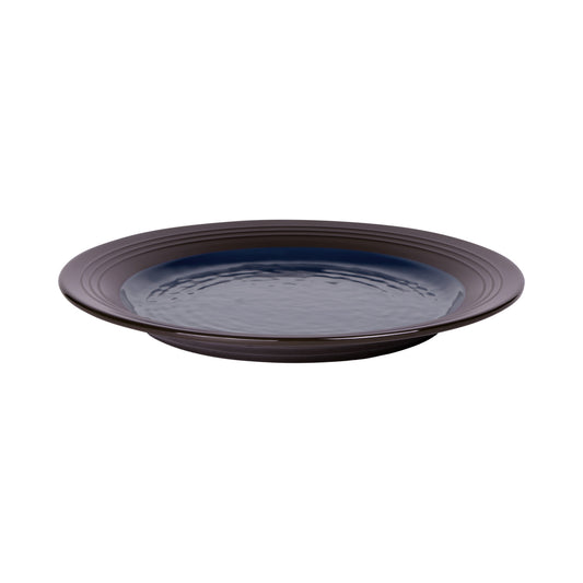 Melamine Round Two Tone Plate - Lapis Gloss Inside/Chocolate Matte Outside
