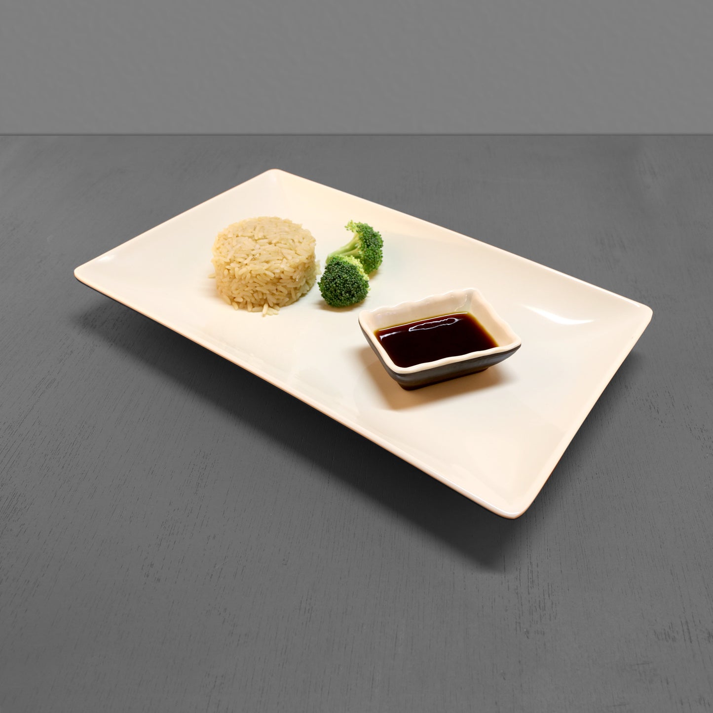 Melamine Rectangular Two-Tone Plate - Ebony Outside, Sand Inside