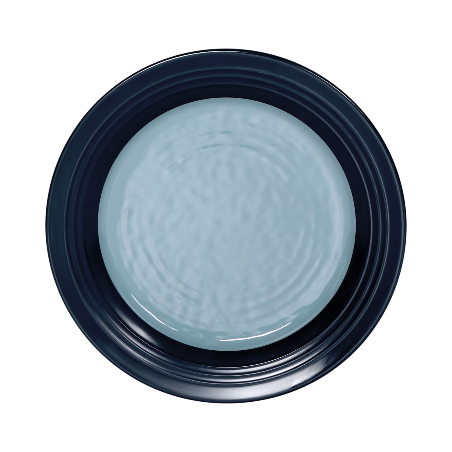 Melamine Round Two-Tone Plate - Abyss Gloss Inside/Lapis Matte Outside