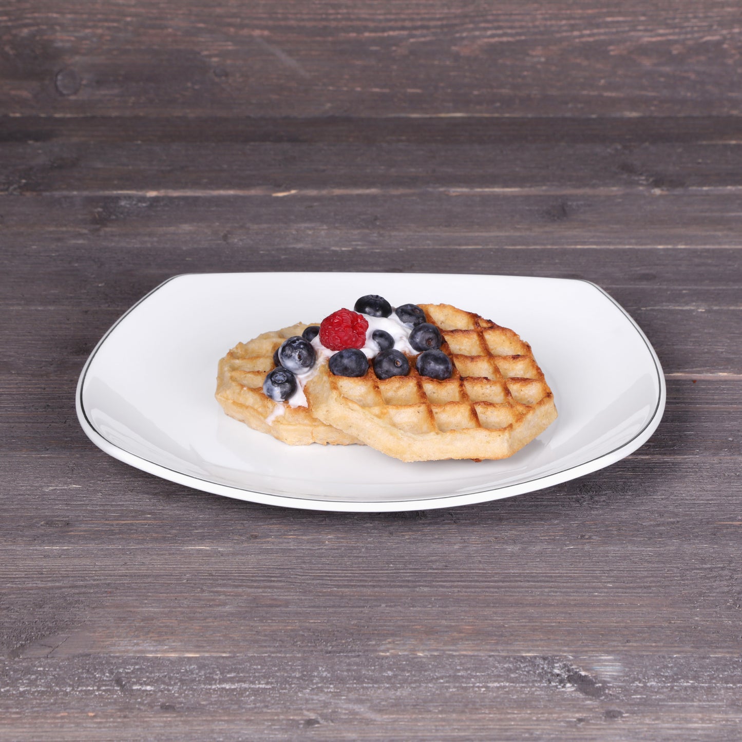 Melamine Square Plate - White w/ Black Trim