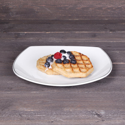 Melamine Square Plate - White w/ Black Trim