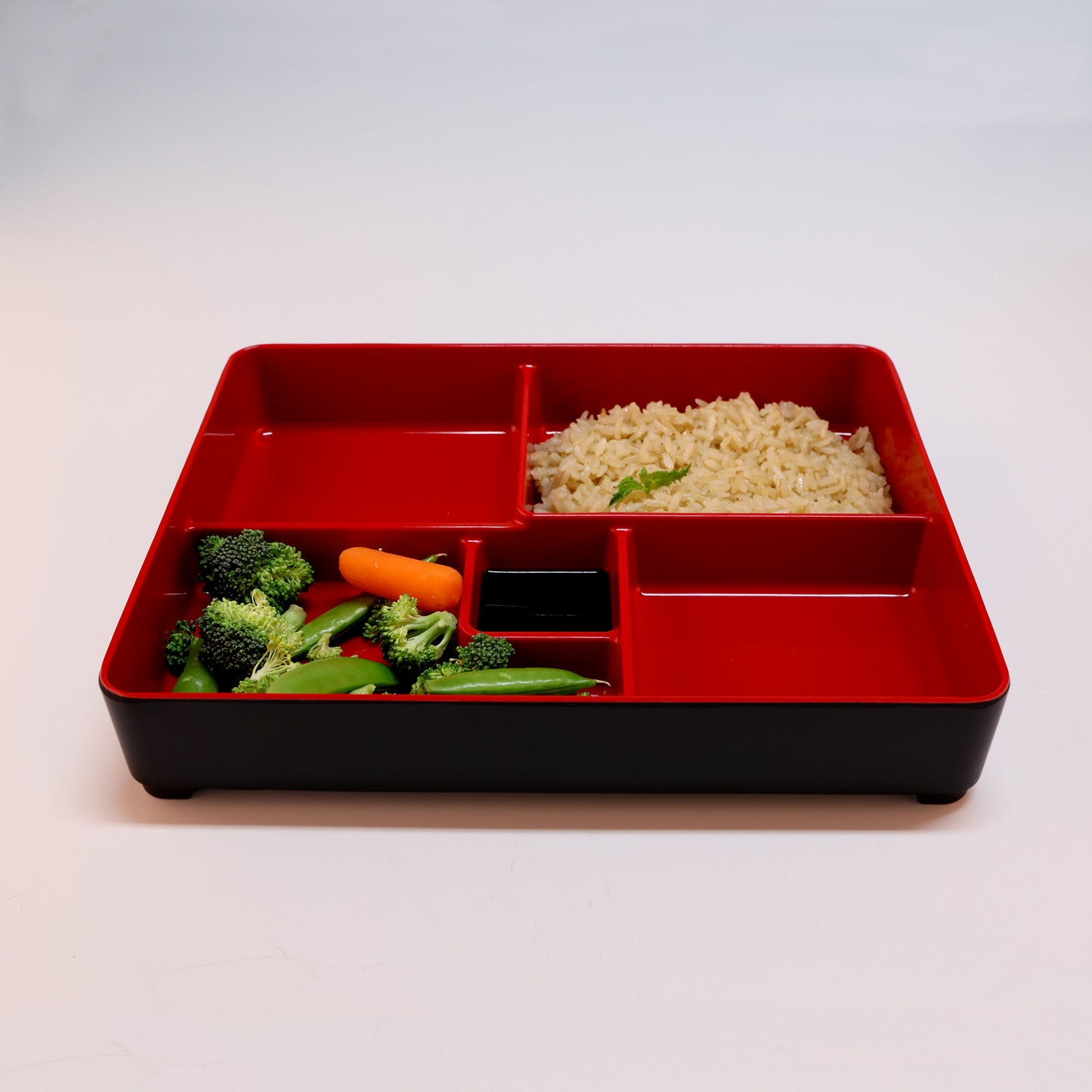 Melamine Two-Tone Bento Box - Black Outside, Red Inside
