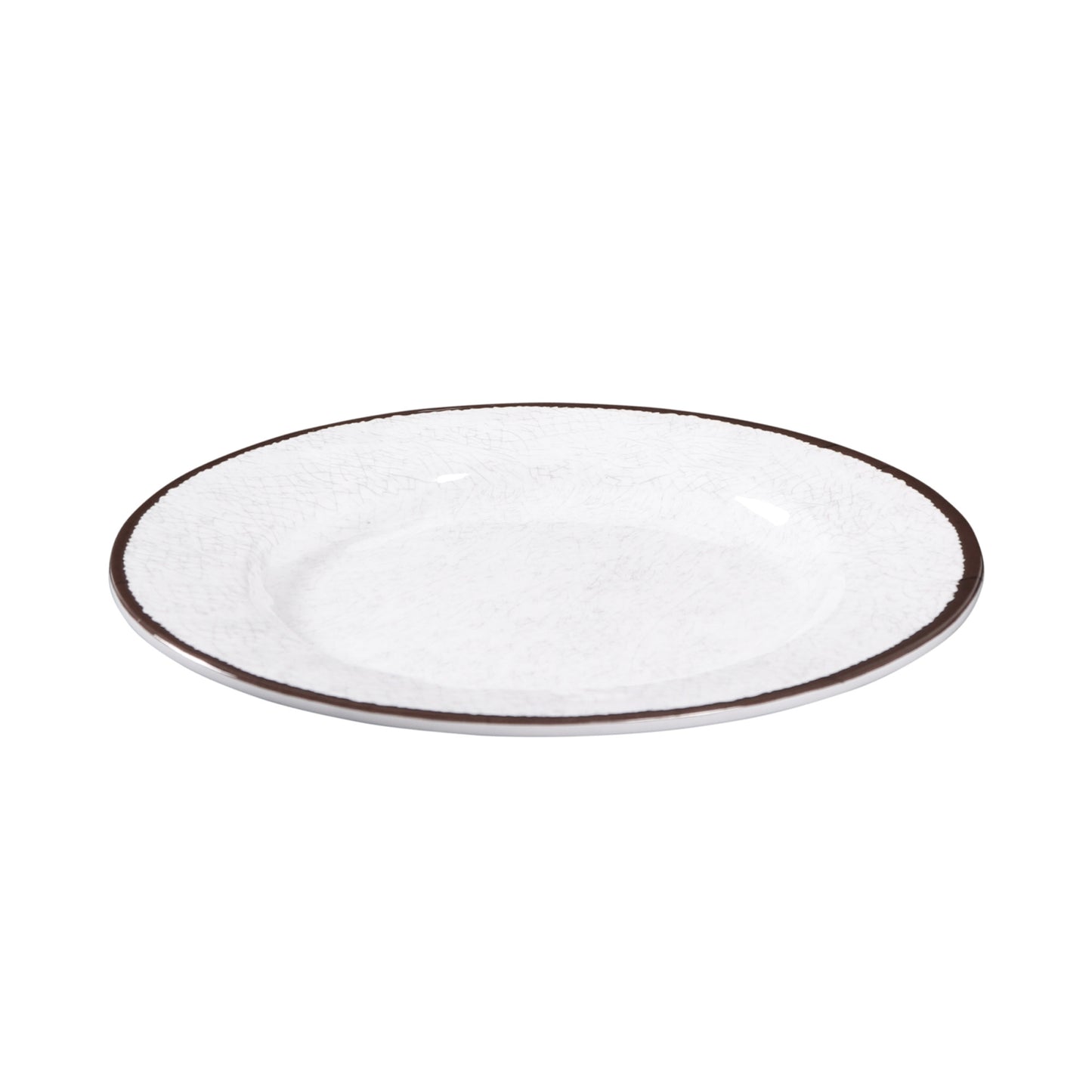 Melamine Round Crackle Plate - White