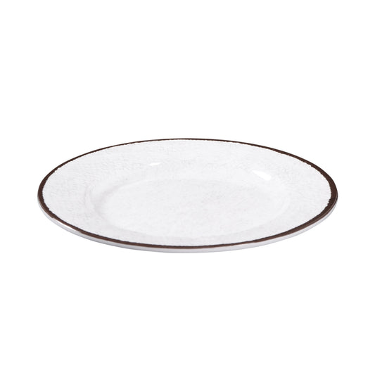 Melamine Round Crackle Plate - White