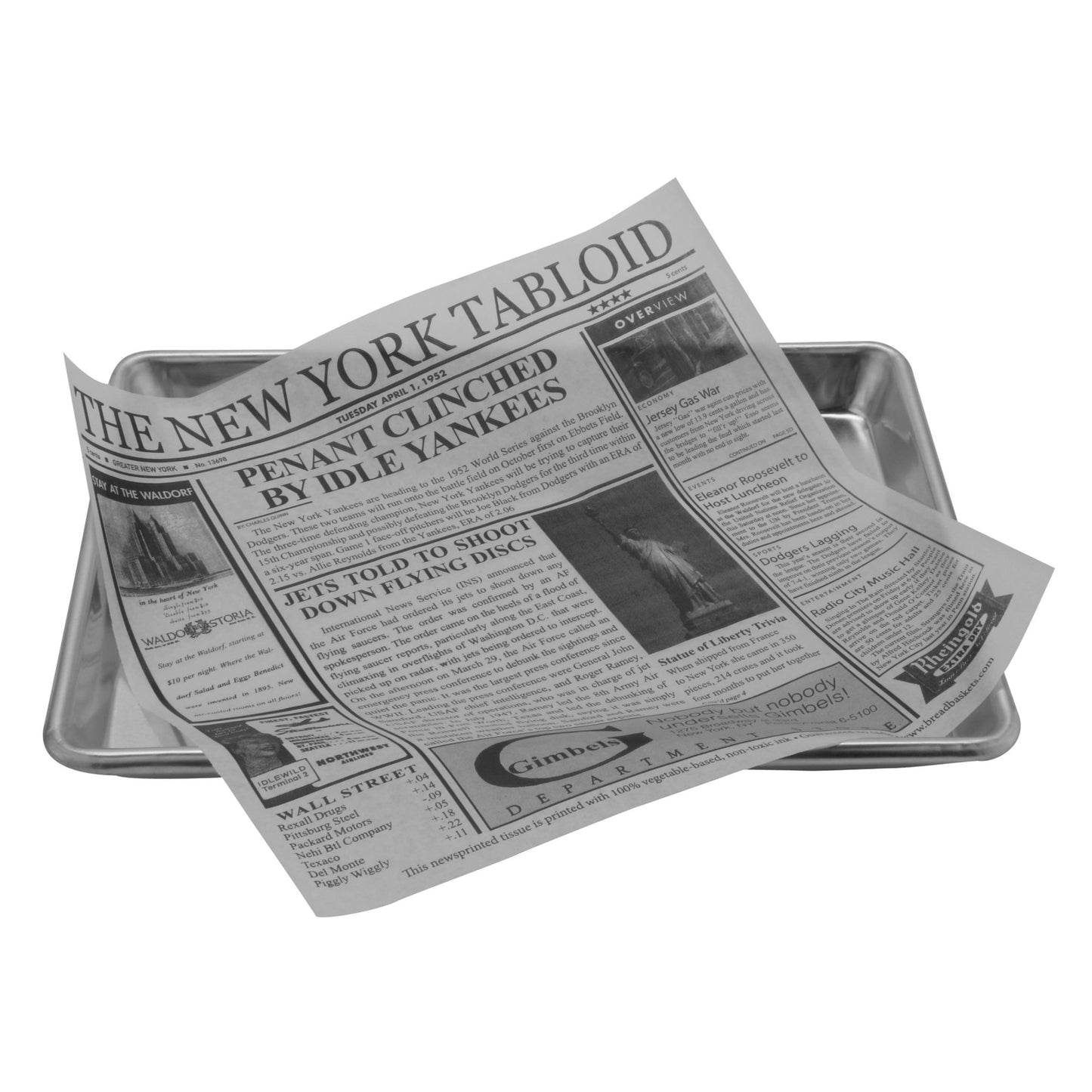 12" x 12" Food-Safe New York Newsprint Liner, White, 1000 pieces./cs.