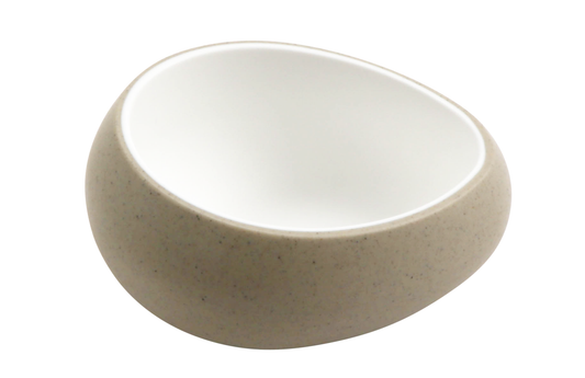 3 oz hatch touch of honey interior/sandstone exterior ovoidal melamine ramekin, 3.9"L x 3.3"W x 1.7"H, GET, cheforward