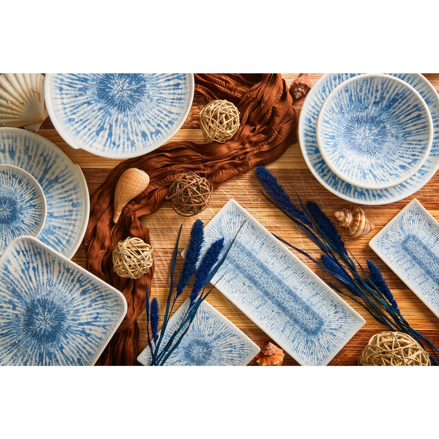 Melamine Irregular Round Plate - Catalina Light Blue