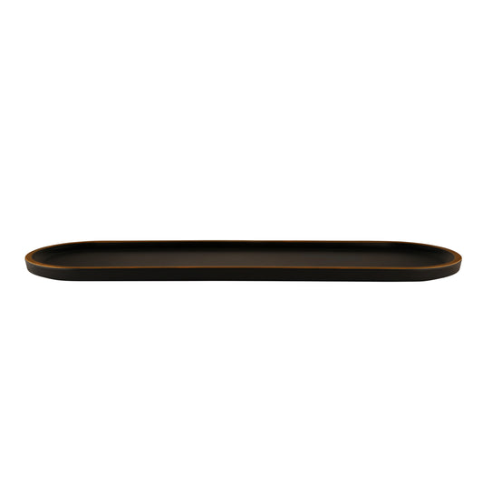 Melamine Oval Bowl Lid - Black w/ Gold Decal