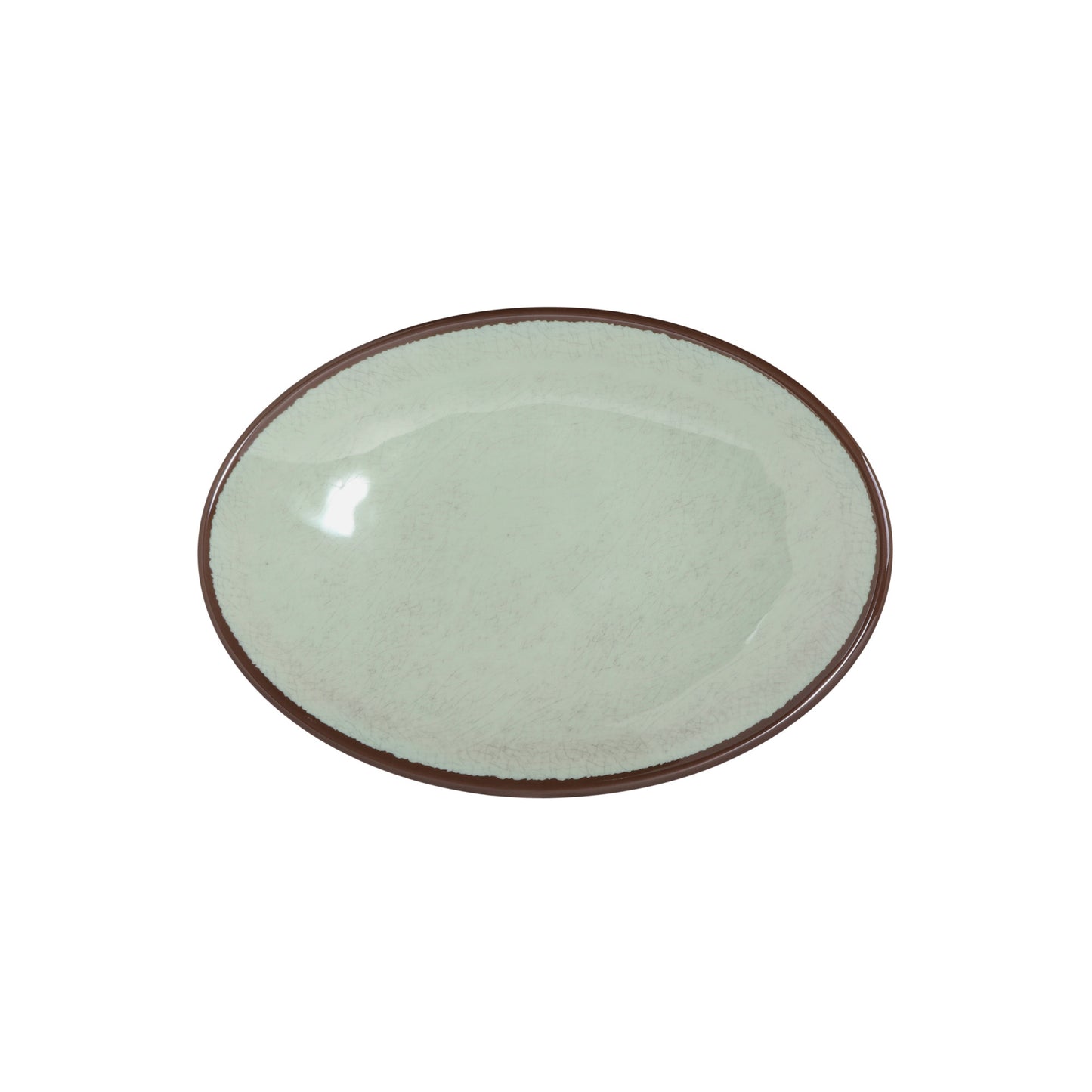 Melamine Oval Crackle Plate - Hemlock