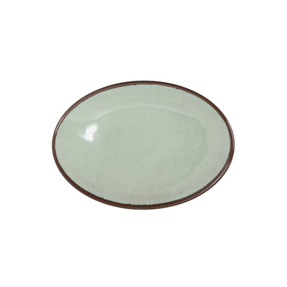 Melamine Oval Crackle Plate - Hemlock