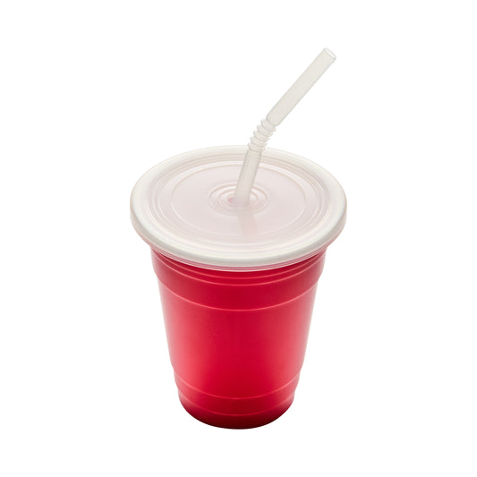 16 oz. Red, Polypropylene, Reusable Tumbler (with Lid and Straw)