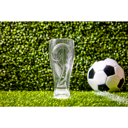 16 oz (18 oz. Rim-Full), 3.33" Pilsner, 7.75" H., 3D World Cup Logo, 24 per case