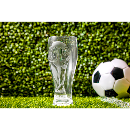 16 oz (18 oz. Rim-Full), 3.33" Pilsner, 7.75" H., 3D World Cup Logo, 24 per case