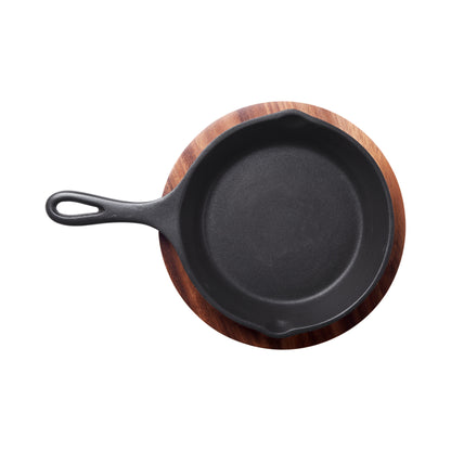 Wood Underliner for 20 oz Round Aluminum Skillet, 8.66" Dia. x .75" H, Acacia, Heiss, Tabletop