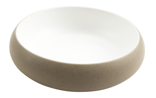 54 oz hatch touch of honey interior/sandstone exterior melamine bowl, 9.1"L x 9.1"W x 2.4"H, GET, cheforward
