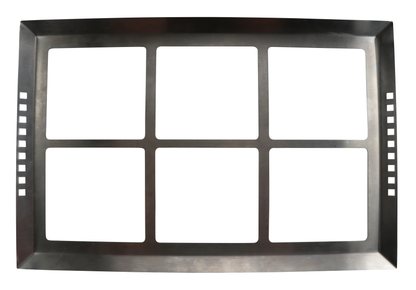 Strata Rectangular Flavor Station Tray, 23.5" x 15.5", with 6 openings for 1/6 size Bugambilia Fit Perfect and food pans.  Stainless Steel, fits ST11602112, G.E.T. STRATA BUFFET SYSTEM