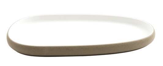 11.6" hatch touch of honey interior/sandstone exterior small oblong melamine platter, 11.6"L x 5.6"W x 1"H, GET, cheforward