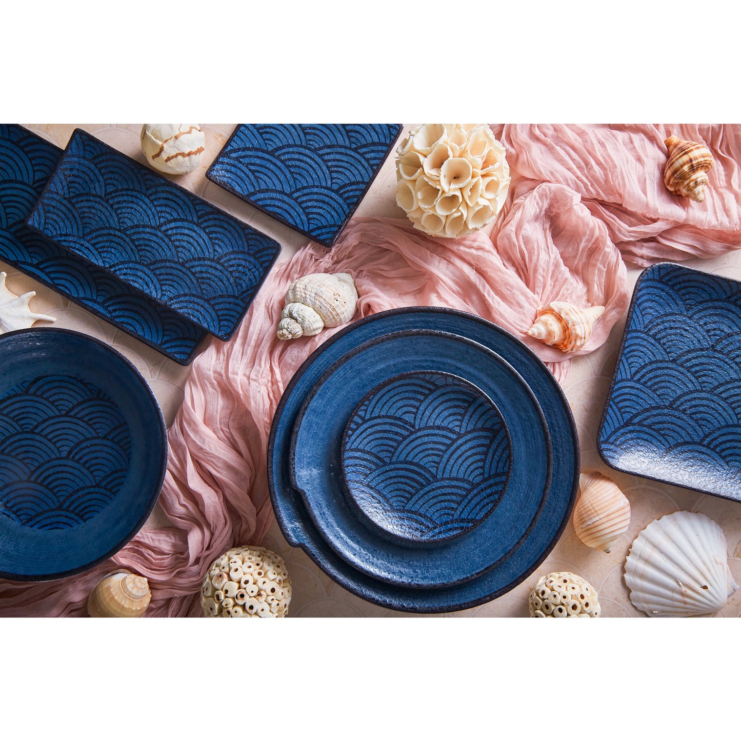 Melamine Irregular Round Plate - Catalina Light Blue