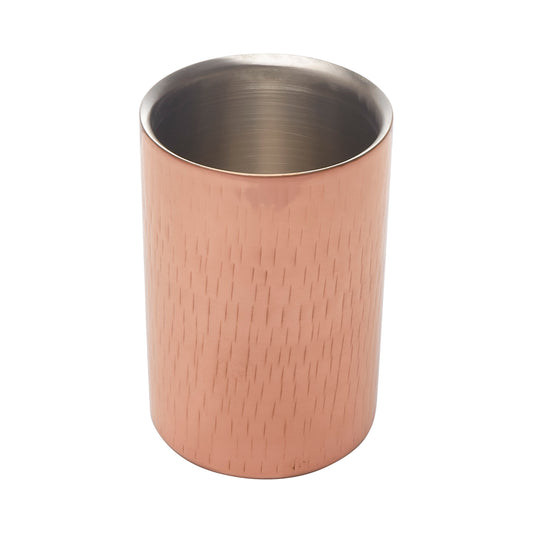 5" Dia., Copper, Wood Textured, Double Wall Wine Cooler