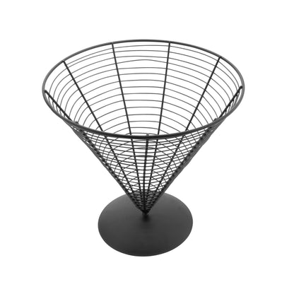 9.5" Black Wire Cone Basket w/ Screw On Base, 9.25" Tall