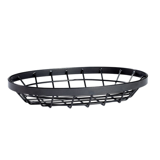 9"  x 6" Oval Metal Gray Wire Food Serving Basket, 1.75" tall, G.E.T. Vector