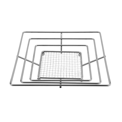 11.75" Square Chrome Wire Basket w/ Mesh Bottom, 6" Bottom, 2.125" Deep